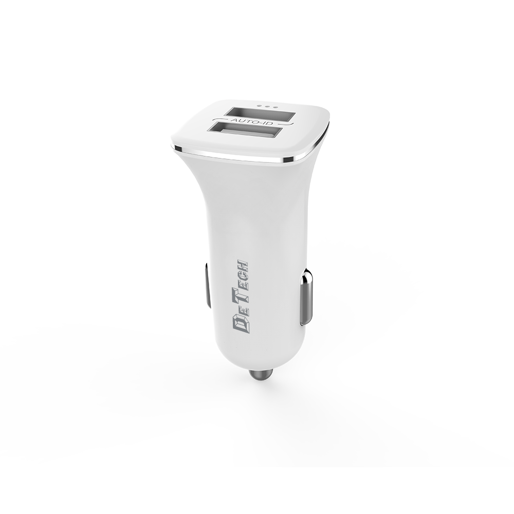 DeTech, DE-C01,Car socket charger 5V/2.4A, 12/24V, 2 x USB, White - 14122