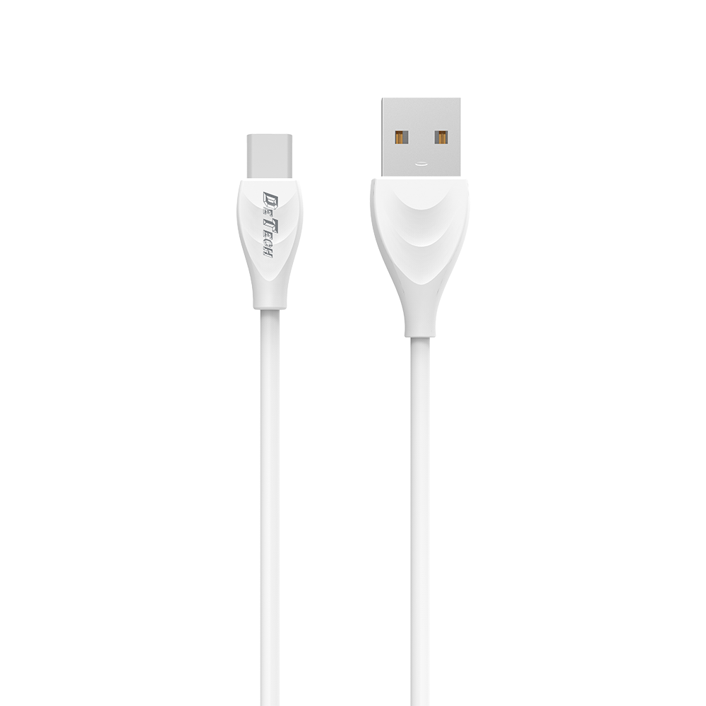 DeTech DE-24C,Data cable Type-C, 1.0m, White - 14128