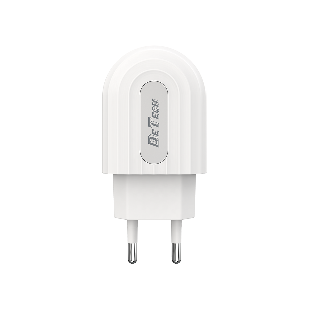 DeTech DE-28,Network charger 5V/2.4A, 220V, 2 x USB, White - 14132