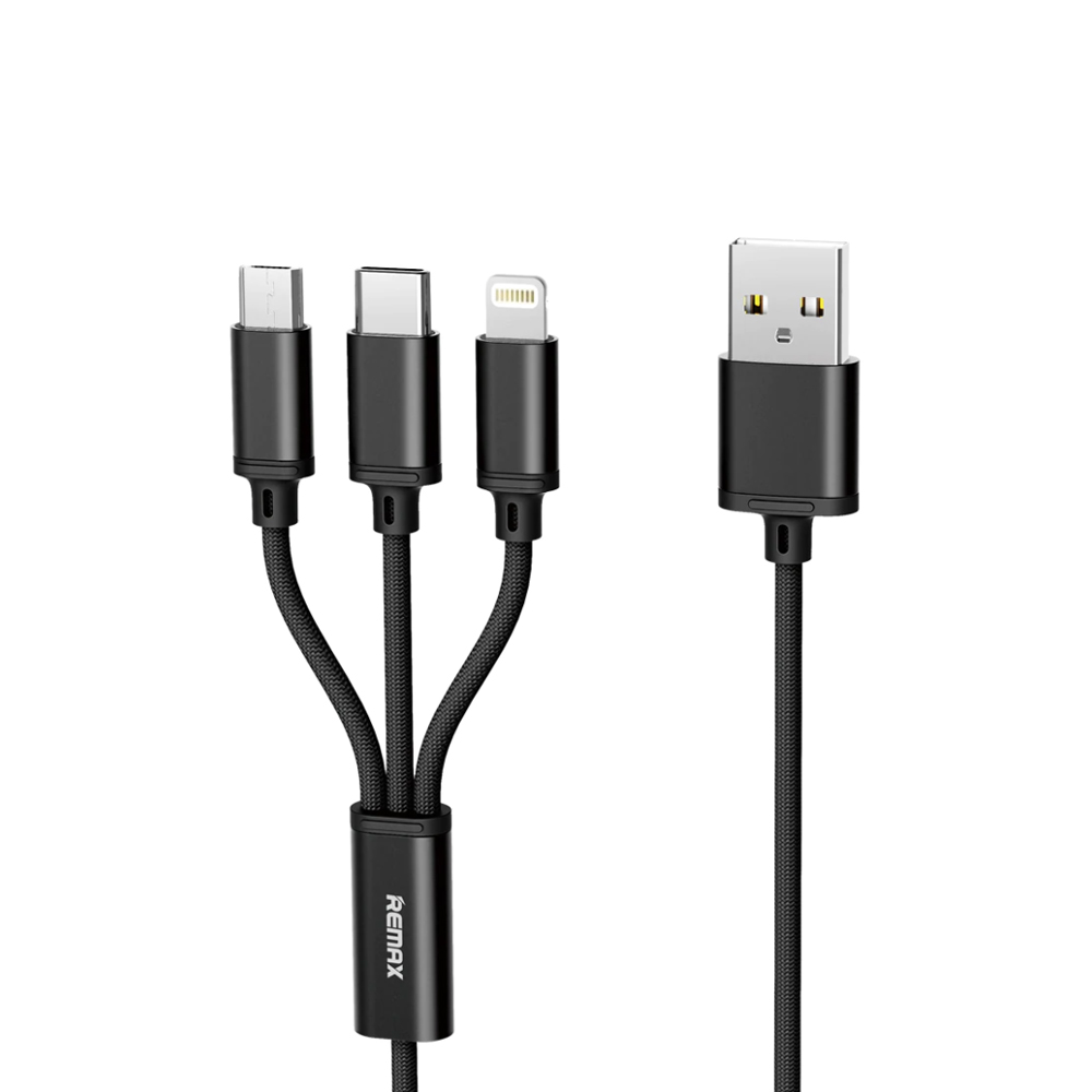 Remax RC-131th, 3в1,Data cable Type-C, Micro USB, Lightning, , 1.15m, Black - 14192