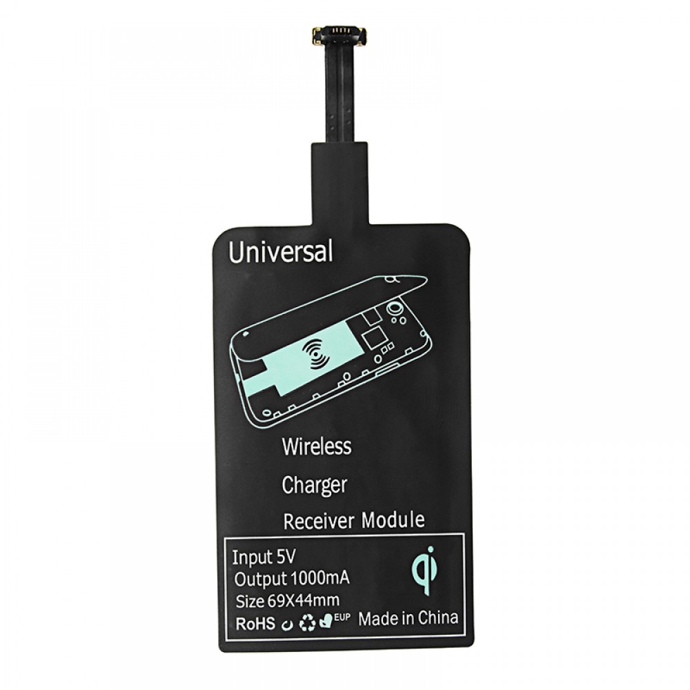 OEM Wireless Receiver, Qi, 5V / 1.0A, Micro USB, Black - 14933