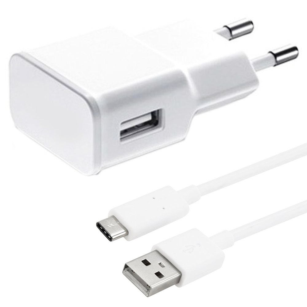OEM Network charger, 5V/1A, 220A, 1 x USB, with Type-C cable, White - 14963