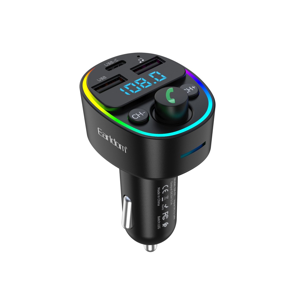 Earldom ET-M78,FM Transmitter Bluetooth, Micro SD, USB, Type-C, QC, Black – 17776