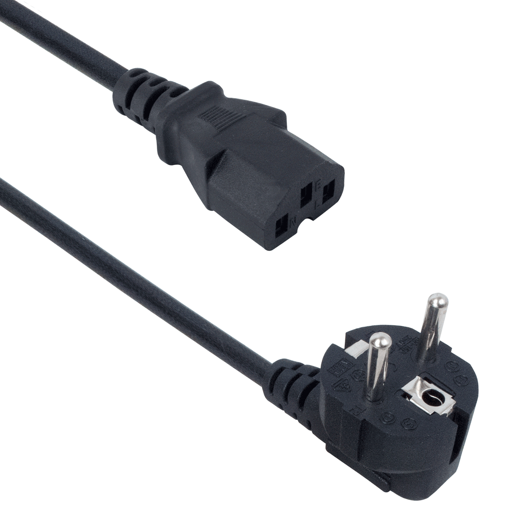 DeTech,Power cord For PC, CEE 7/7 - IEC C13, High Quality, 3.0m - 18318