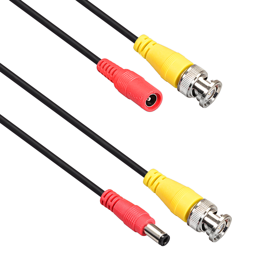 DeTech Cable CCTV, BNC+DC, 10m, Black - 18086