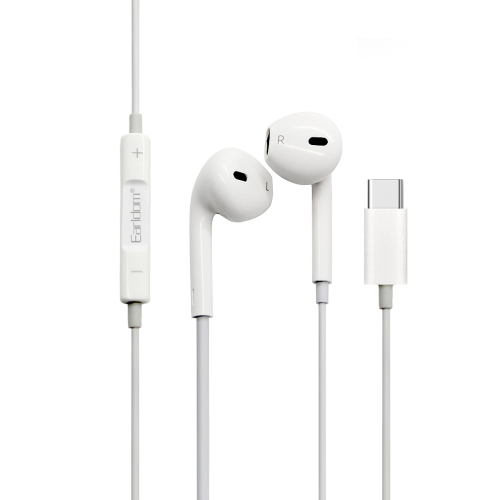 Earldom ET-E19,Earphones Type-C, Microphone, White - 20420