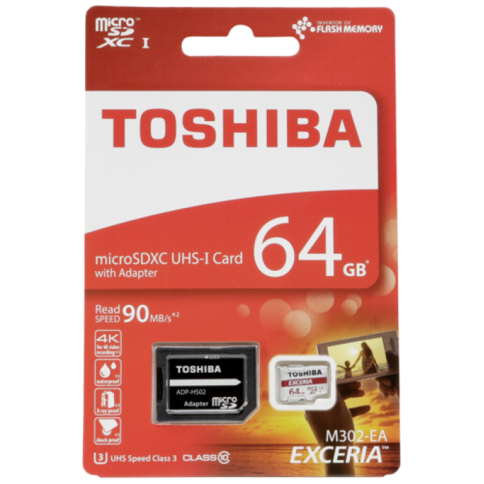 Toshiba microSDXC Class 10 64GB Exceria M302 UHS I + Adapter THN-M302R0640EA