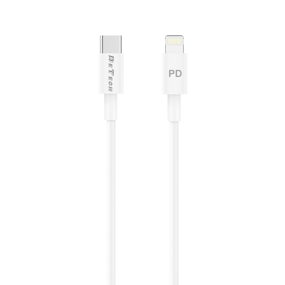 DeTech DE-C29PD,Data cable Type-C - Type-C, PD, 1.0m, White - 40112