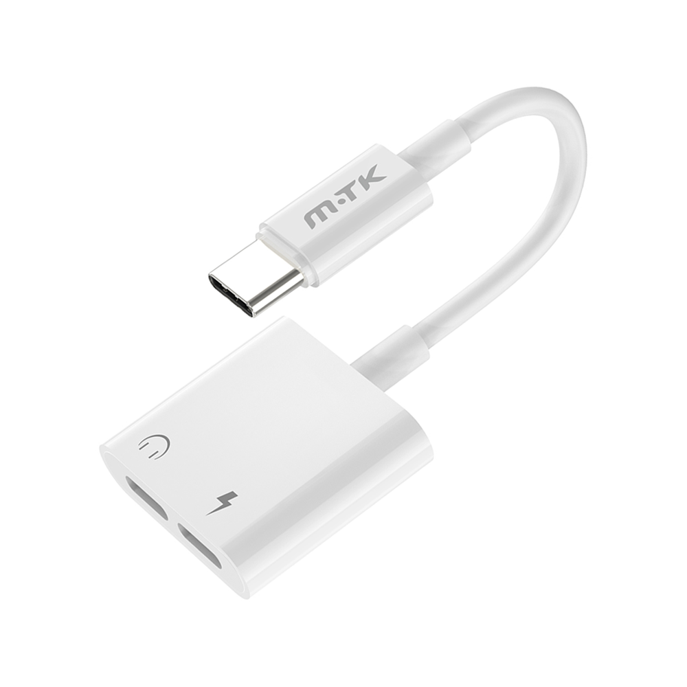 Moveteck TB1284,Adapter Type-C to 2 x Type-C F, 0.15m, White - 40155