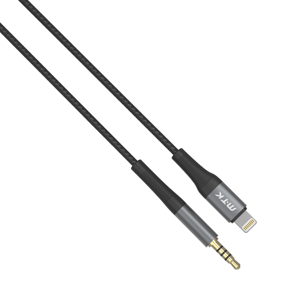 Moveteck TB1286,Audio cable 3.5mm to Lightning, 1.0m, Black - 40157