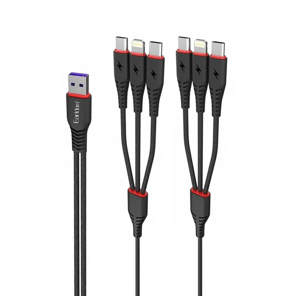 Earldom EC-IMC021,Charging cable 2xType-C, 2xMicro USB, 2xLightning, 2.0m, Black - 40184