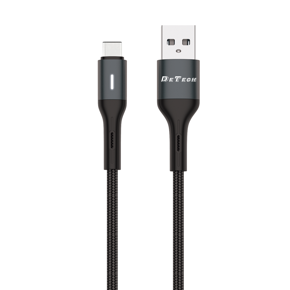 DeTech DE-C38C,Data cable Type-C, 1.0m, Black - 40199