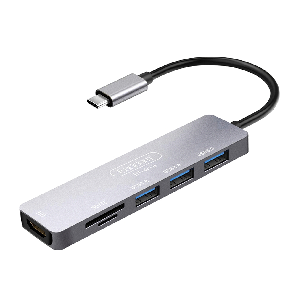 Earldom ET-W18,Docking station Type-C to 3xUSB 3.0, SD, MicroSD, HDMI, Gray - 40232