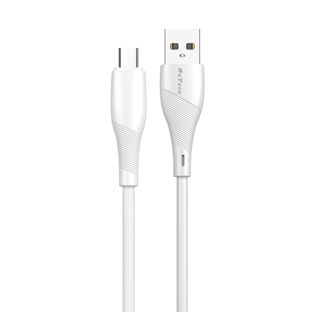 DeTech DE-44M2,Data cable Micro USB, 2.0m, White - 40267