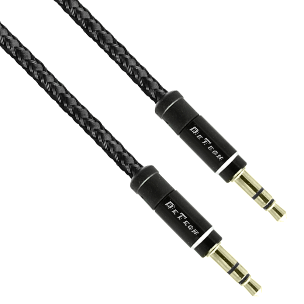 DeTech DE-04AUX,Audio cable 3.5mm jack, M/M, 1.0m, Black - 40275