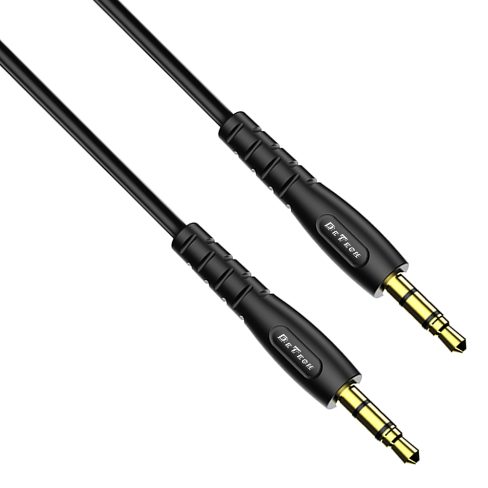 DeTech DE-10AUX,Audio cable 3.5mm jack, M/M, 1.0m, Black - 40276