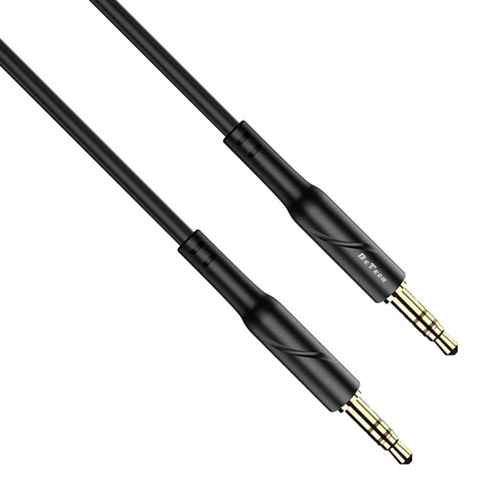 DeTech DE-11AUX,Audio cable 3.5mm jack, M/M, 1.0m, Black - 40277