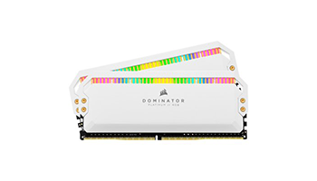 Corsair 16GB (2 x 8GB) DDR4 DRAM 3200MHz Dominator Platinum RGB Memory Kit White CMT16GX4M2Z3200C16W