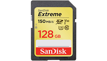 SanDisk Extreme SDXC Card 128GB 150MB/s V30 UHS-I U3; SDSDXV5-128G-GNCIN