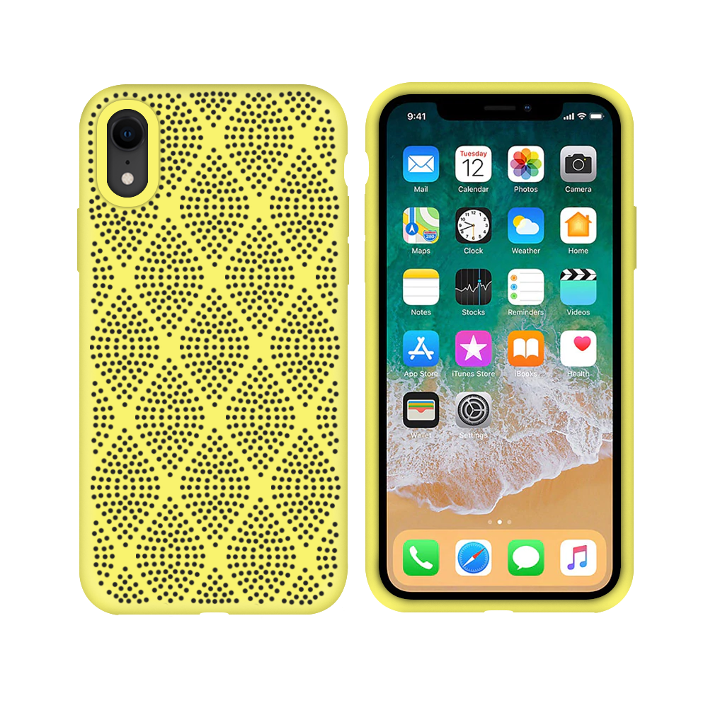 OEM Silicone case For Apple iPhone XR, Grid, Yellow - 51640