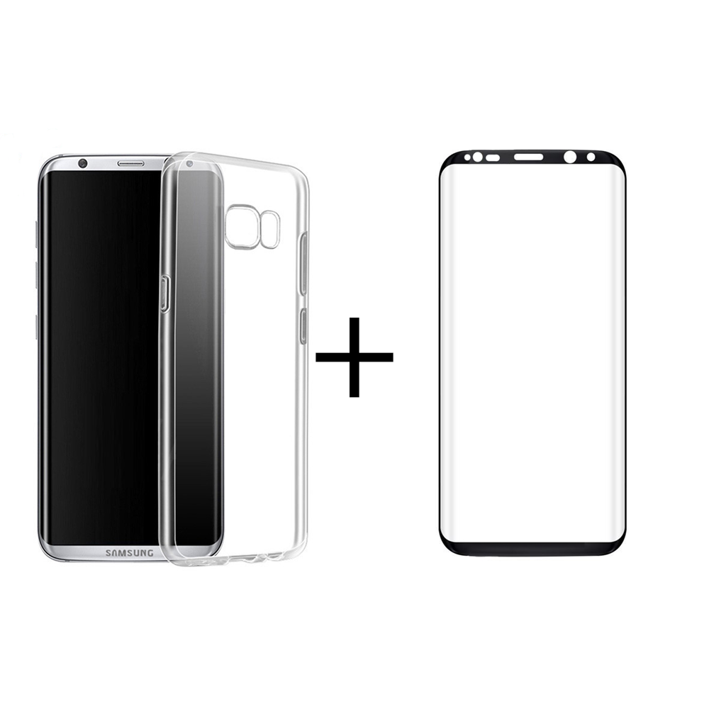 Remax Crystal,3D Glass protector + Case for Samsung Galaxy S8 Plus, Black - 52303