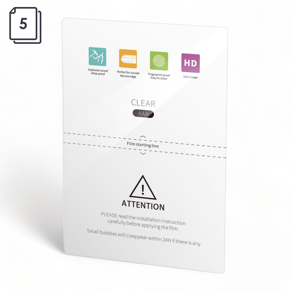 OEM Protective film sheet Hydrogel, 5pcs,For plotter,TPU,Clear,145um,120x180mm-52736