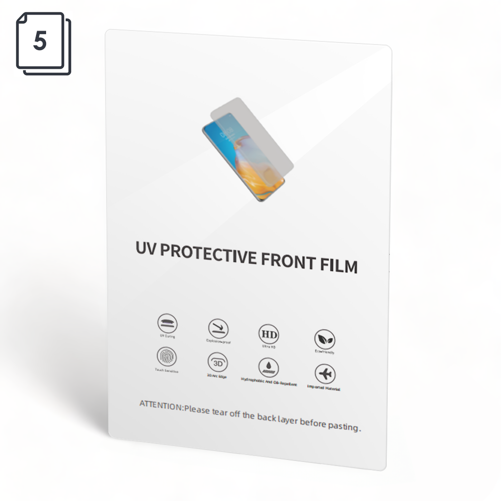 OEM Protective film sheet Hydrogel, 5pcs, For plotter, UV PET, Clear, 180um, 120x180mm - 52738
