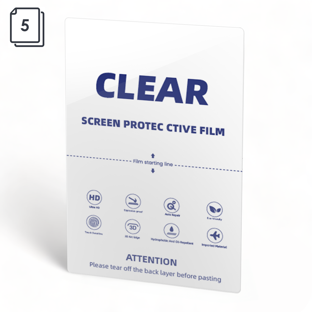 OEM Protective film sheet Hydrogel, 5pcs, For plotter, TPU, Clear, 145um, 200x300mm - 52740
