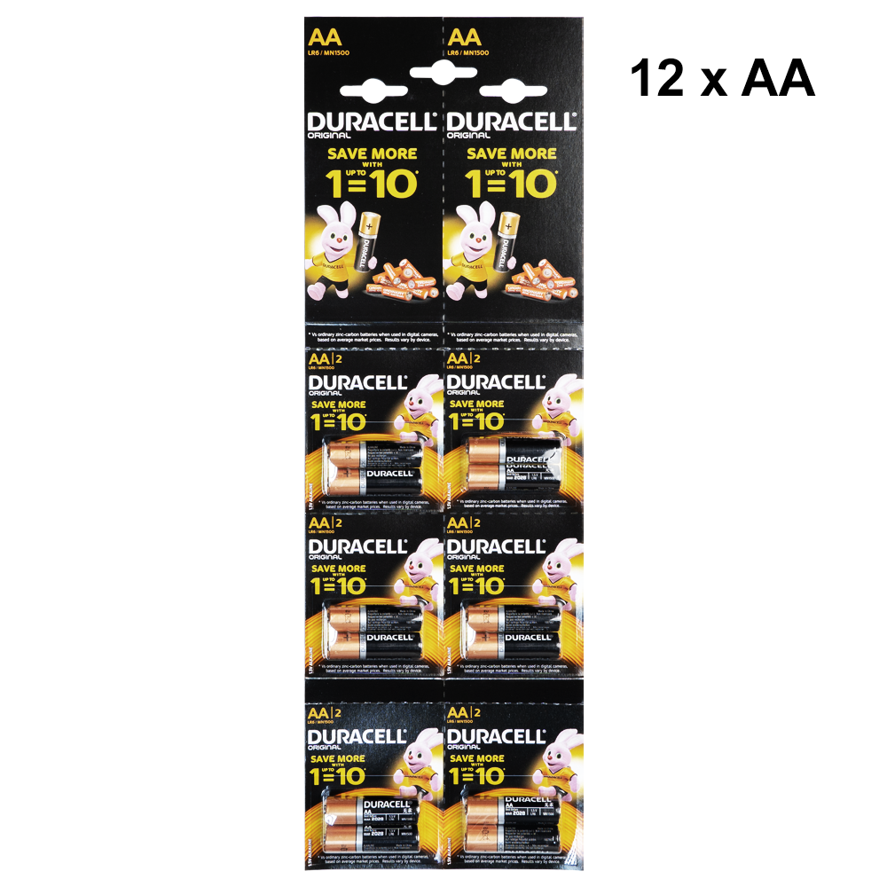 Duracell AA,Alkaline batteries LR6/MN1500, 1.5V, 12pcs. - 87048