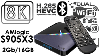 A95X F3 Amlogic S905X3 Android 9.0 Support 8K 24fp RGB Light TV Box 2GB/16GB