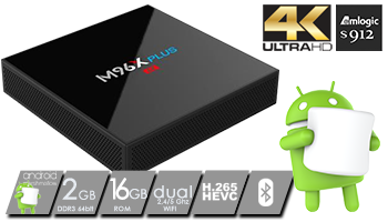 M96X Plus Android 7.1.2 KODI 17.3 2GB/16GB Amlogic S912 4K TV BOX 2.4G+5G WIFI Bluetooth 1000M LAN H