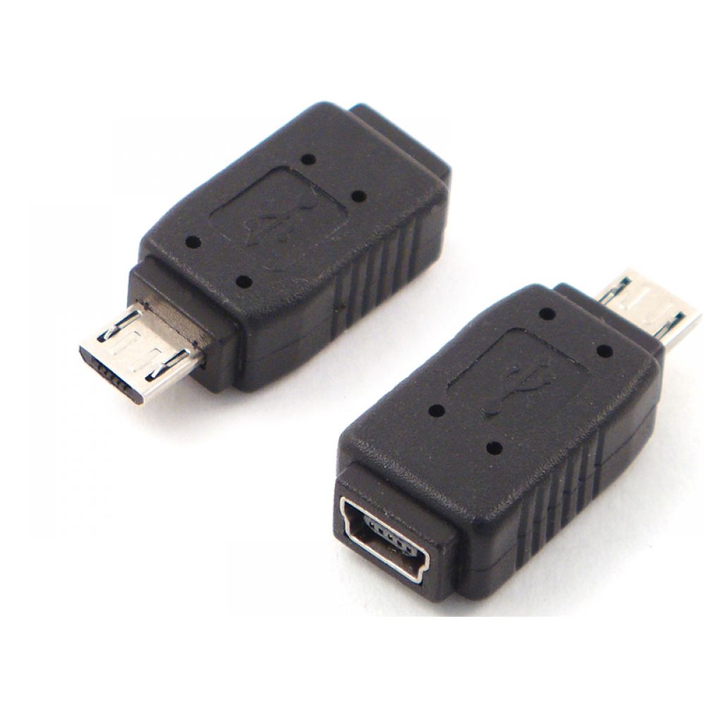 DeTech Adapter Micro USB M to Mini USB F, Black - 17134