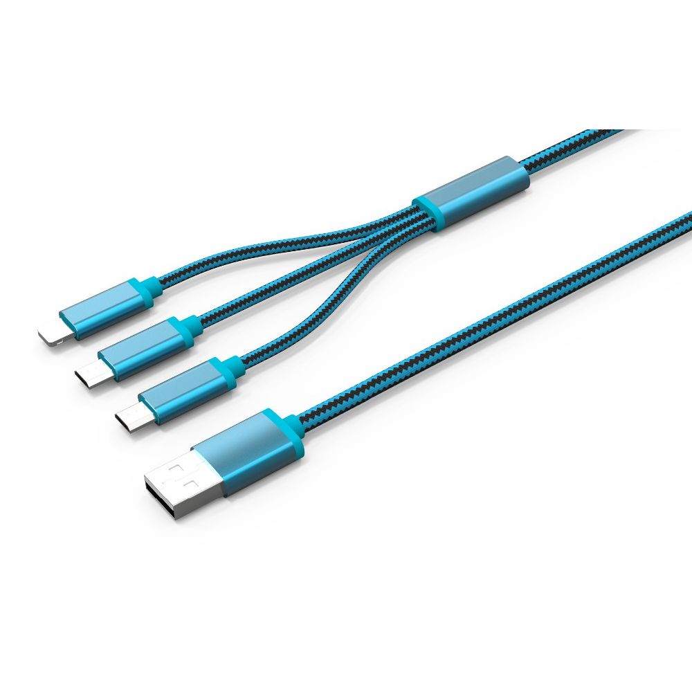 LDNIO LC85,Data cable 3in1, 2 x Micro USB + Lightning (iPhone 5/6/7/SE), 1.2m, Blue, Red - 14386