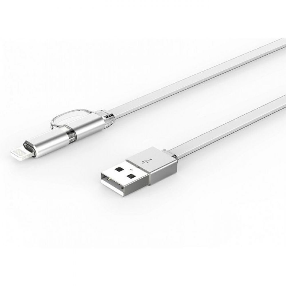 LDNIO LC84,Data cable 2in1, Micro USB + Lightning (iPhone 5/6/7/SE), 1.0m, White - 14389