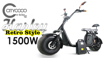 HARLEY ELECTRIC SCOOTER BIG CITY BLACK/WHITE/RED/BLUE 1500W