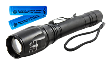 Επαναφορτιζόμενος φακός με zoom LED CREE T6 - 8000 Watt με 2 μπαταρίες 18650 / 4.200 mah Wins Fire