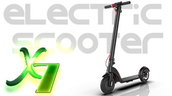 ELECTRIC SCOOTER X7- BLACK, DETACHABLE PANASONIC BATTERY 6.4 AH 350 W