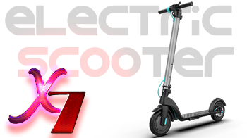 ELECTRIC SCOOTER X7- SILVER, DETACHABLE PANASONIC BATTERY 6.4 AH 350 W