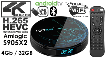 HK1 Plus Android 9.0 TV Box Amlogic S905X2 4G 32G Dual Band Wifi Bluetooth