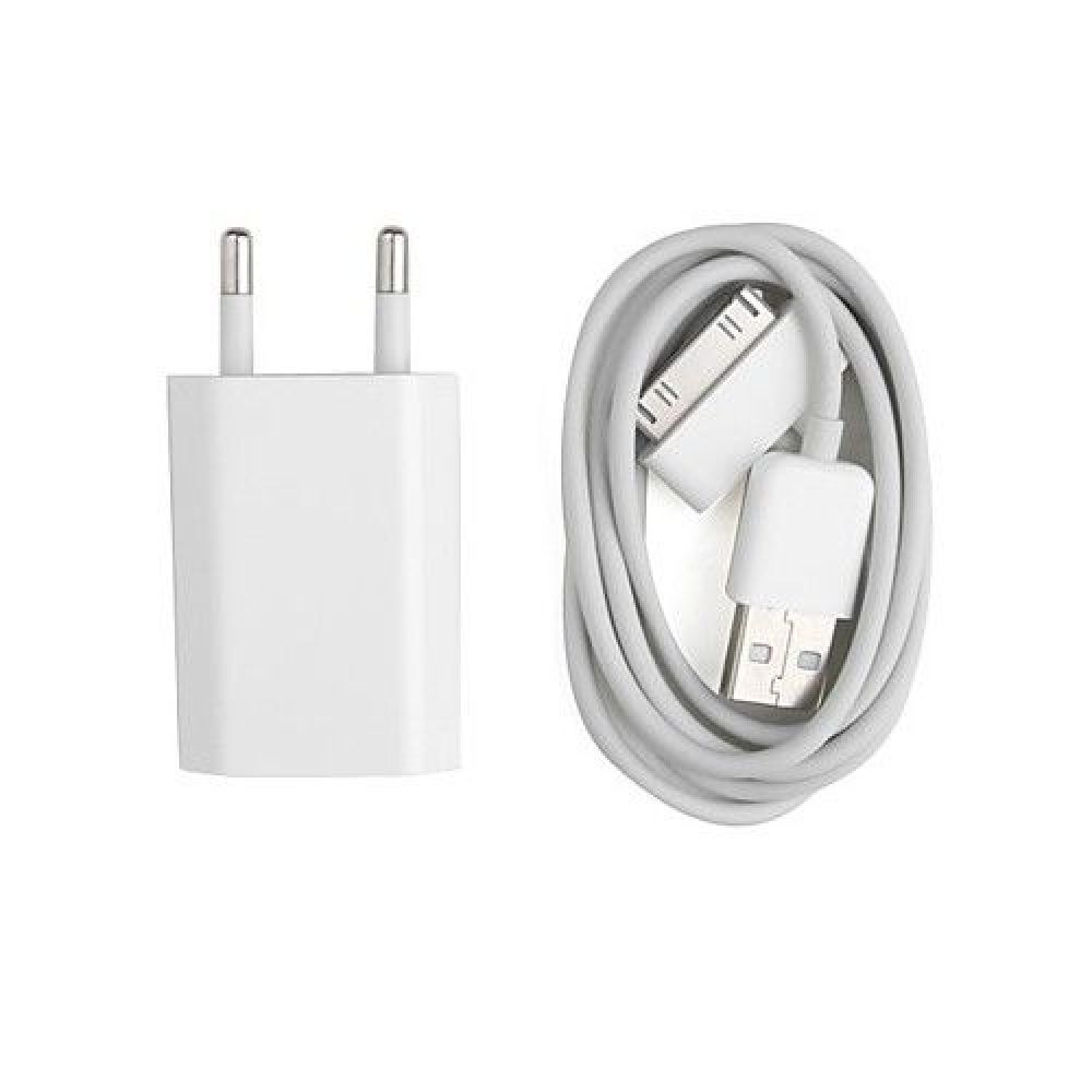 OEM Iphone 4/4S, USB adapter Travel Network charger 5V/1A 220A, Data cable - 14018