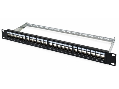 Security Professionals PP07 24-port RJ45 patch panel, 19" 1U, black