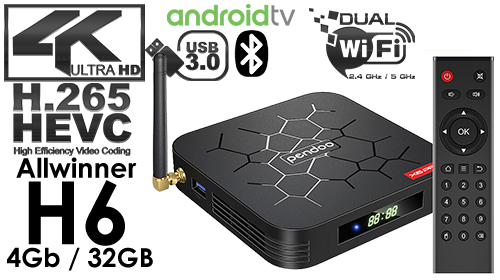 Pendoo X6 PRO Android 9.0 TV Box 4GB/32GB Allwinner H6 Dual-Band WIFI BT 5.0 4K ULTRA HD