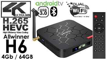 Pendoo X6 PRO Android 9.0 TV Box 4GB/64GB Allwinner H6 Dual-Band WIFI BT 5.0 4K ULTRA HD