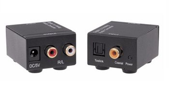 QA-C102 Μετατροπέας Ψηφιακού Ήχου Toslink ή Coaxial σε Stereo RCA (περιλαμβάνει τροφοδοτικό 5V