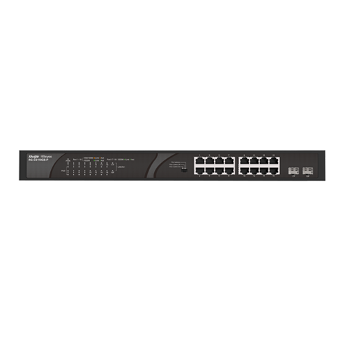 Ruijie RG-ES118GS-P switch, 16x GbE PoE+, 2x SFP, 247W, unmanaged, desktop