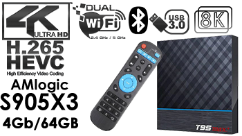 T95 Max Plus TVbox 4G/64G Android 9.0 S905X3 8K Dual Wifi Bluetooth