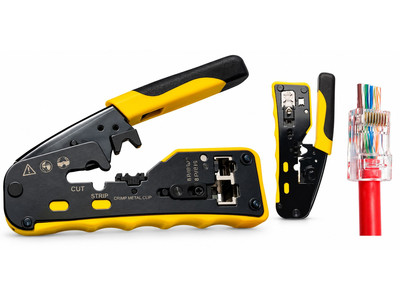 Security Professionals TR-TYB806ER Crimping tool for Cat.5e/6/6A/7/8 pass-through connectors