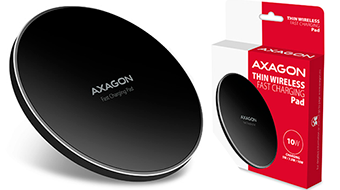 AXAGON WDC-P10T thin Wireless Fast Charging Pad, Qi 5/7.5/10W, micro USB