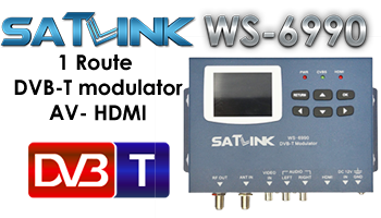 SATLINK WS6990 DVB-T Modulator HDMI AV Input 2.4" LCD Screen