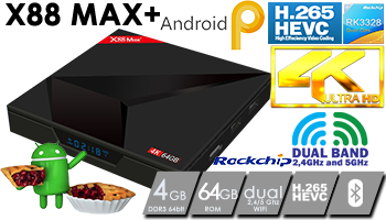 X88 MAX+ Android 9.0 RK3318,4GB/64GB, Dual WiFi BT4.0 Support 4K H.265